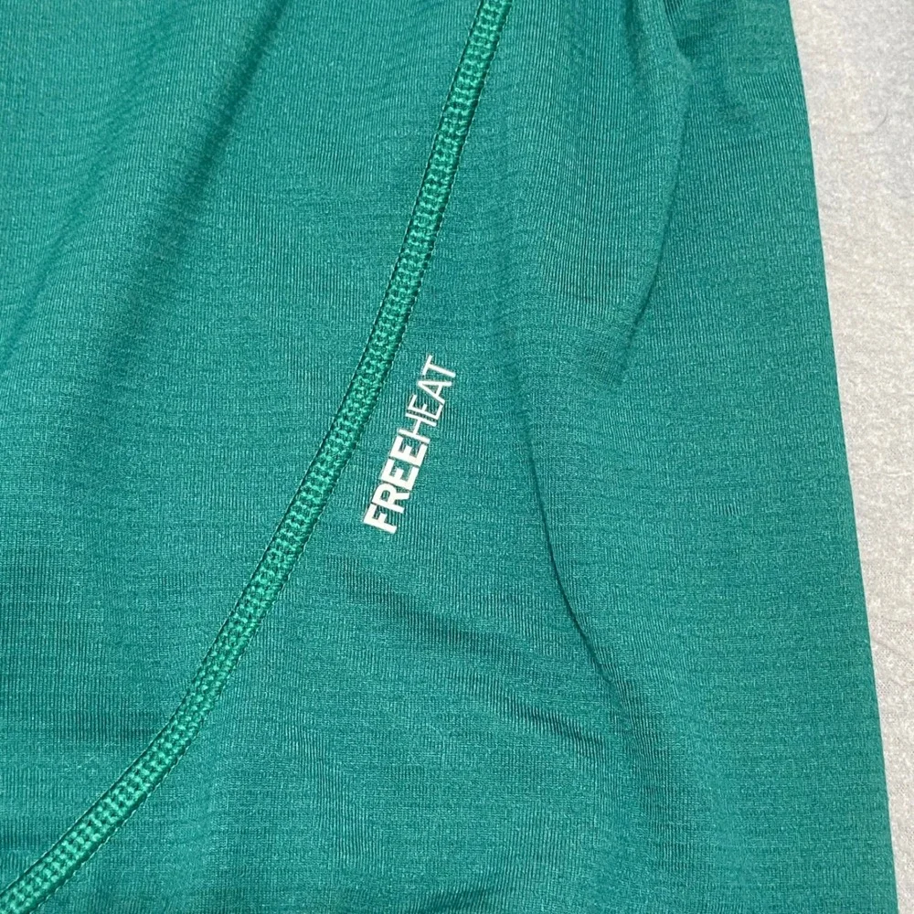 Eddie Bauer First Ascent FreeHeat Mens TXL Teal Green Grid Fleece Quarter Zip